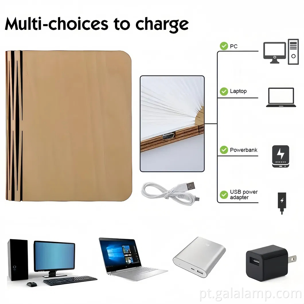 Luz de livro magnético portátil com capacidade de carregamento USB